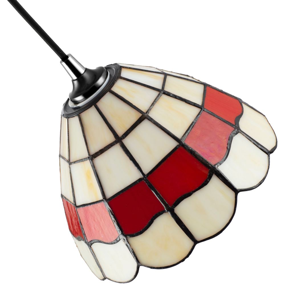 Happy Homewares Red Amber Stained Glass Tiffany Pendant Lighting Shade Image 4