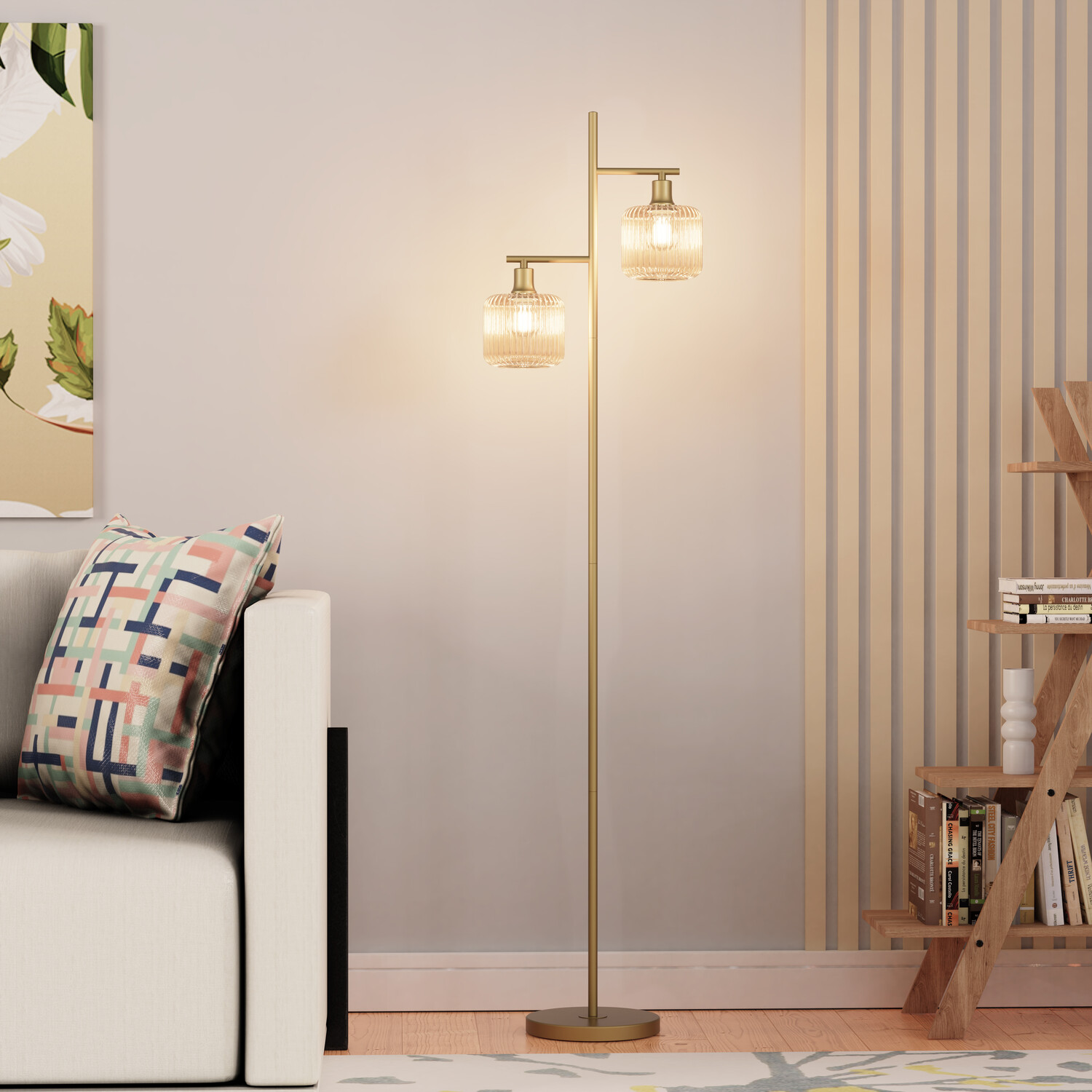 Micah Floor Lamp Champagne and Gold Image 3