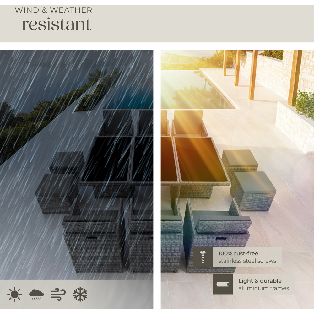 tectake New York 10 Seater Garden Dining Table Set Grey Image 7