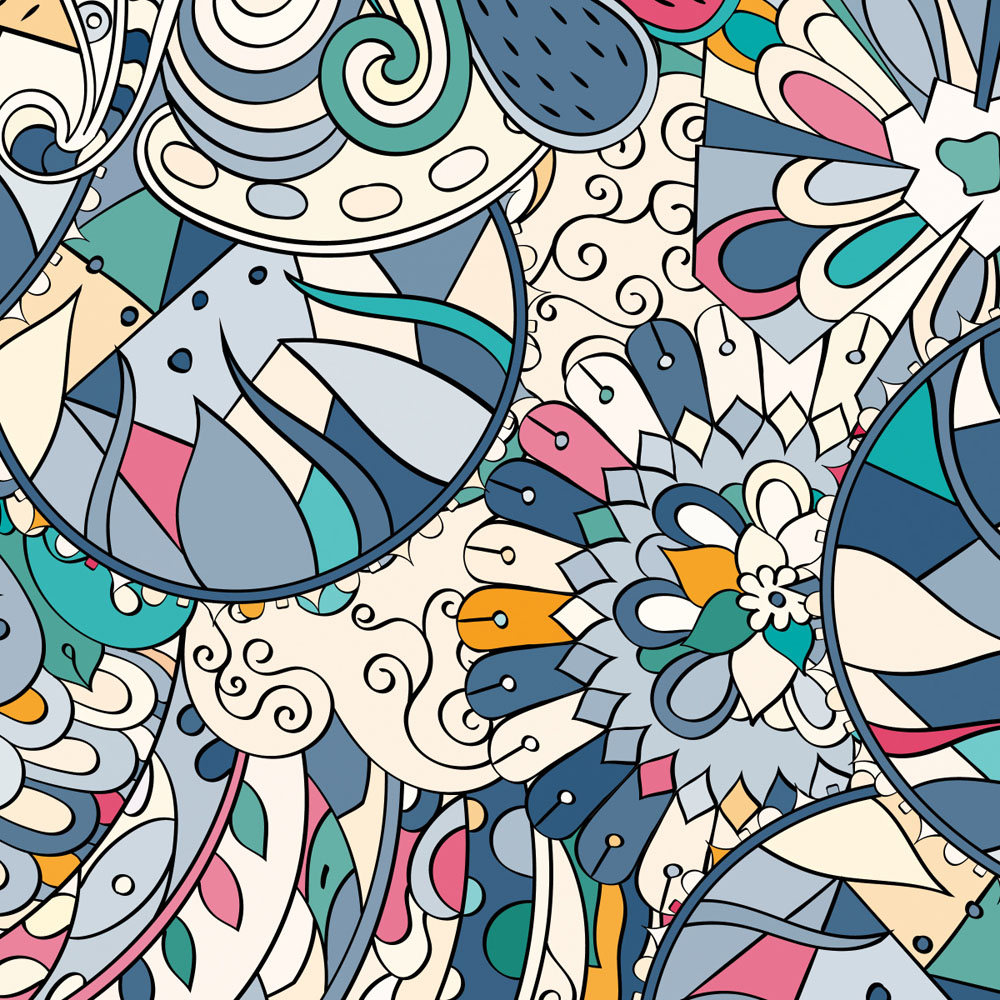 Splashbax Premium Artisan Colourful Doodle Acrylic Bathroom Wall Panel 2400 x 800mm Image 2