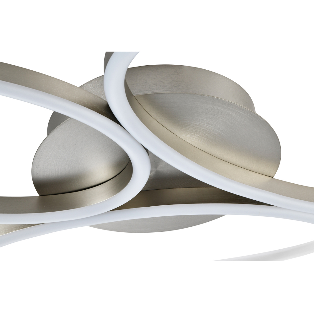 Happy Homewares Brushed Nickel LED Semi Flush Ceiling Light with Oval Arms Image 3