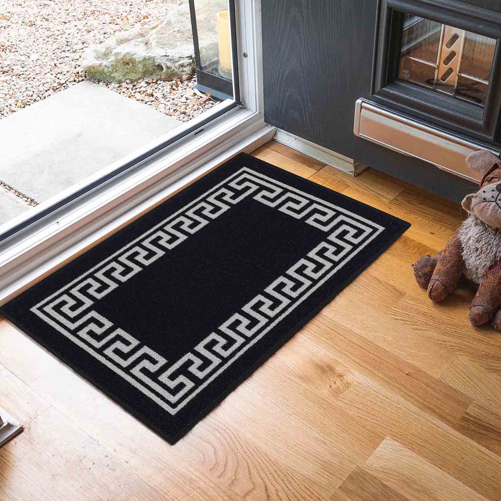 Desire Rugs Havana Black Greek Key Anti Slip Door Mat 220 x 67cm Image 4