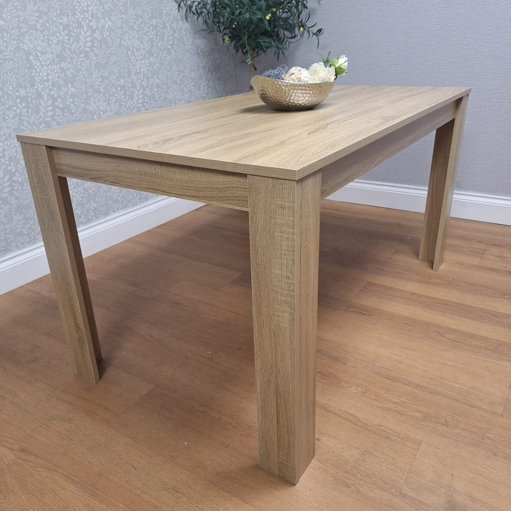 Portland 4 Seater Velvet Dining Set Oak Effect and Black Image 2