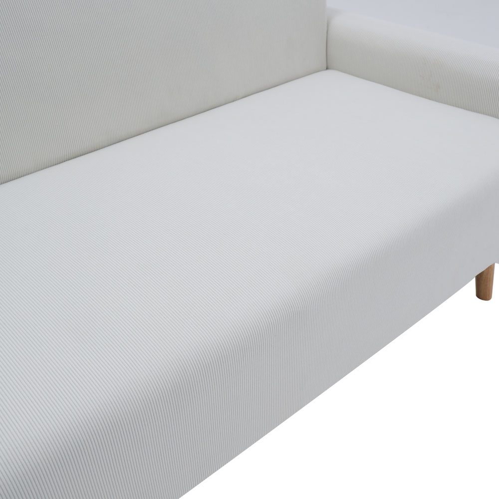 Living and Home 2 Seater White Corduroy Loveseat Sofa Image 5