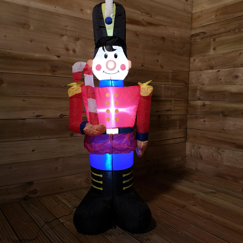 Premier White LED Inflatable Toy Soldier with Candy Cane Christmas Decoration 3.9ft Image 8