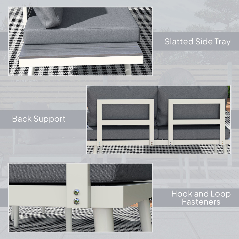 Outsunny 4 Seater Grey Garden Sofa Set with Adjustable Lounger Image 3