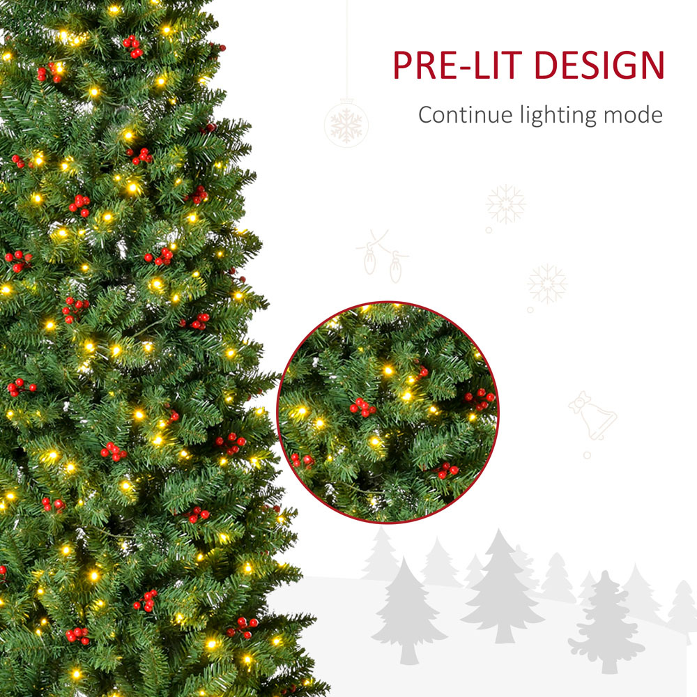 Everglow Pre-Lit Green Artificial Pencil Christmas Tree 7ft Image 6