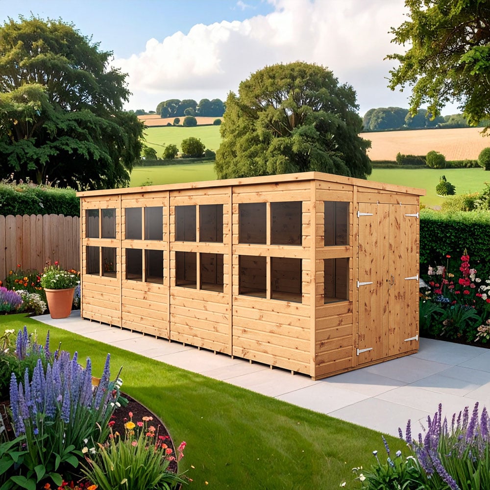 Empire Sheds 16 x 6ft 2 Door Dipped Treated Tongue and Groove Pent Potting Shed Image 2
