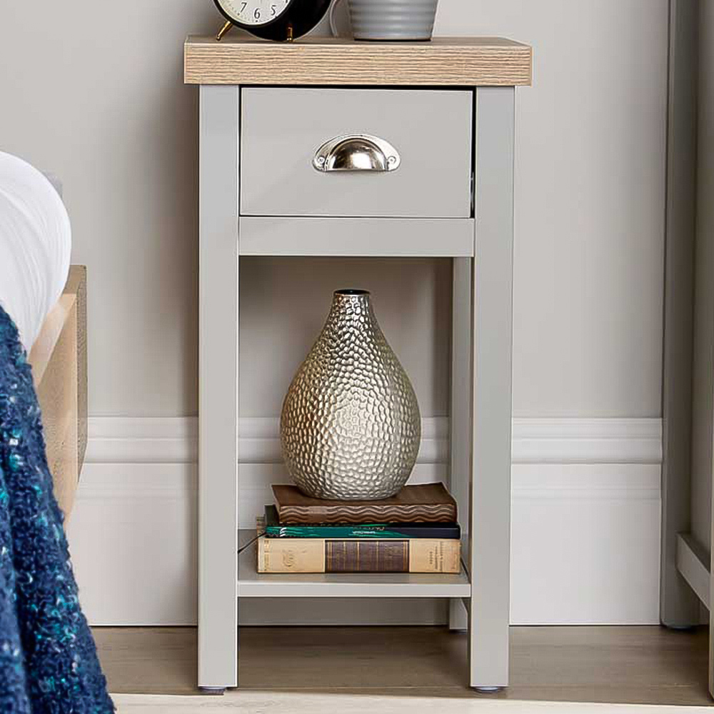 Home Source Avon Single Drawer Grey Bedside Table Image 1