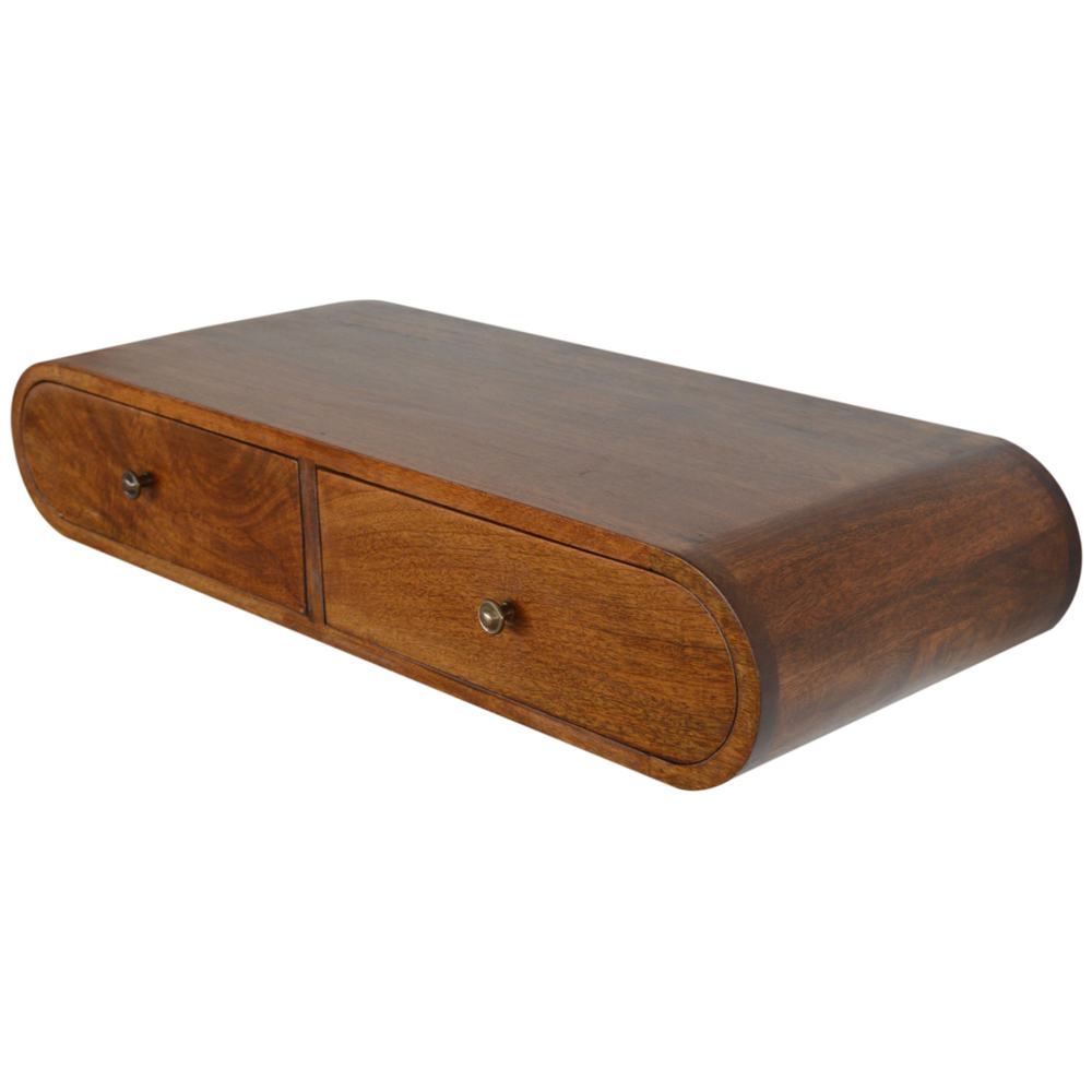 Artisan Furniture London Chestnut 2 Drawer Solid Wood Floating Console Table Image 5