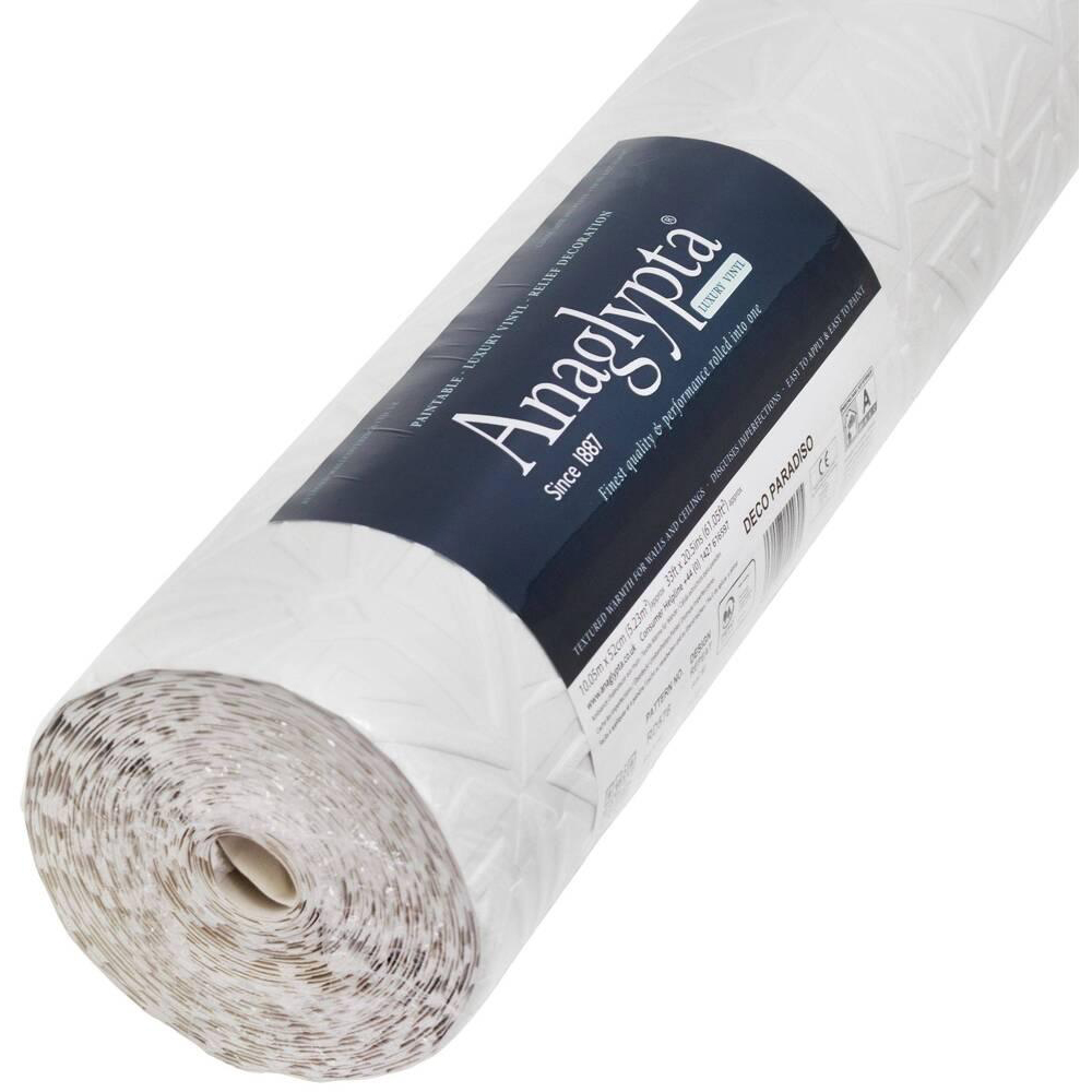 Anaglypta Deco Paradiso Geometric Textured White Wallpaper Image 2