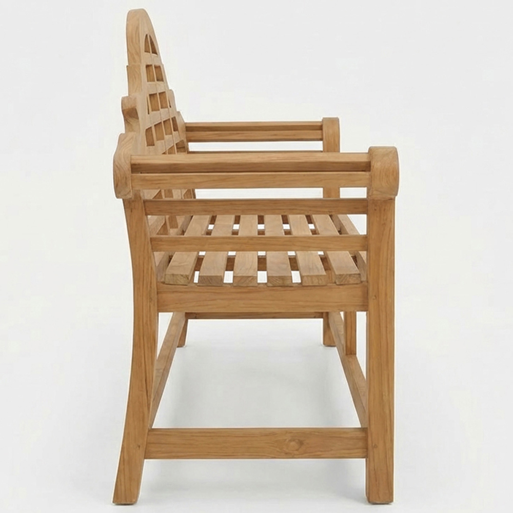 Royalcraft Ciara 3 Seater Curved Lattice Backrest Acacia Wood Garden Bench Image 4