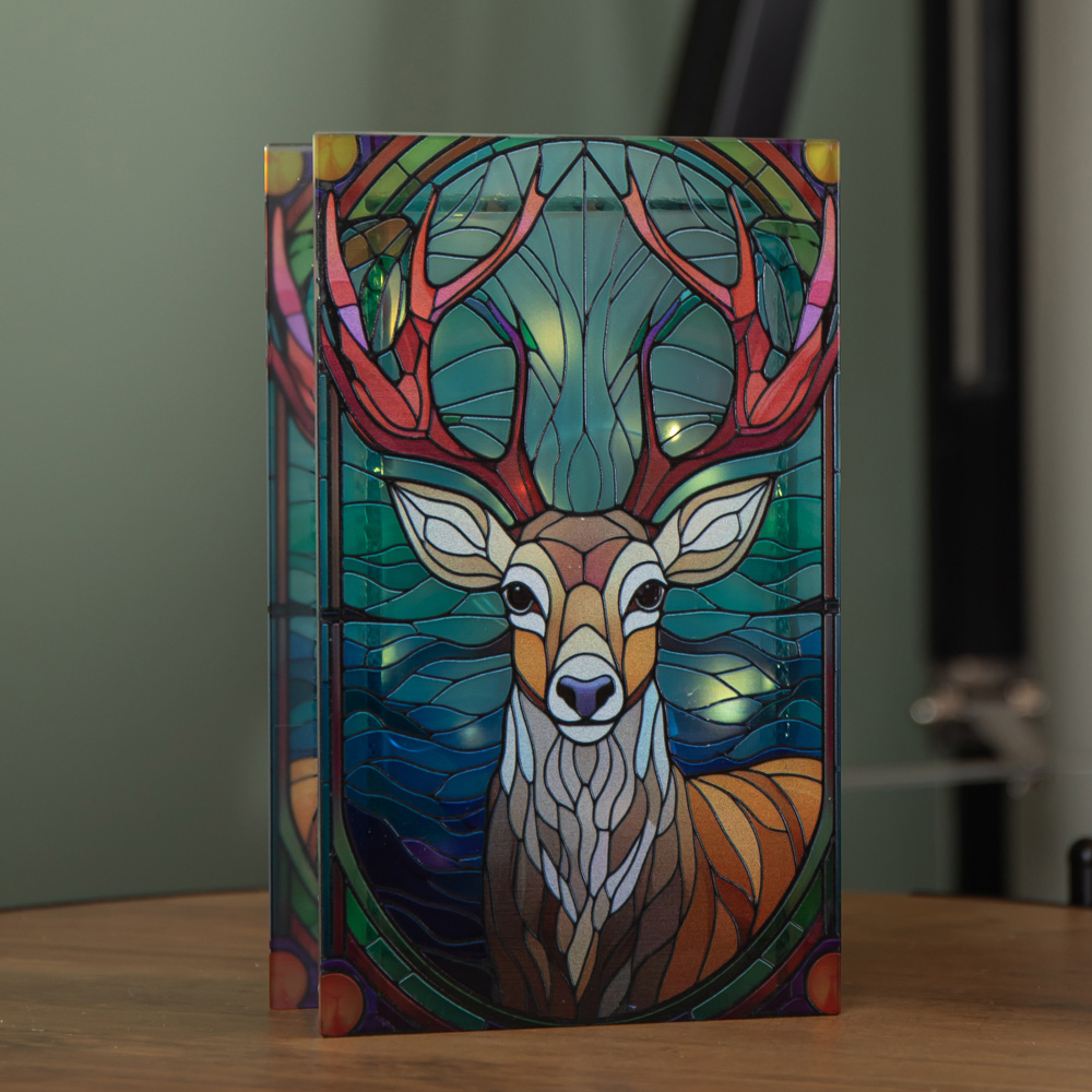 Samuel Alexander 50 Warm White LED Light Up Stag Scene Stained Glass Christmas Decoration 21cm Image 7