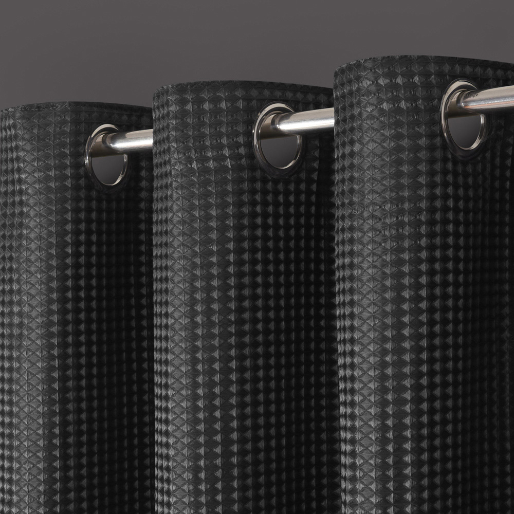 Velosso Waffle Charcoal Blackout Curtains 183 x 168cm Image 2