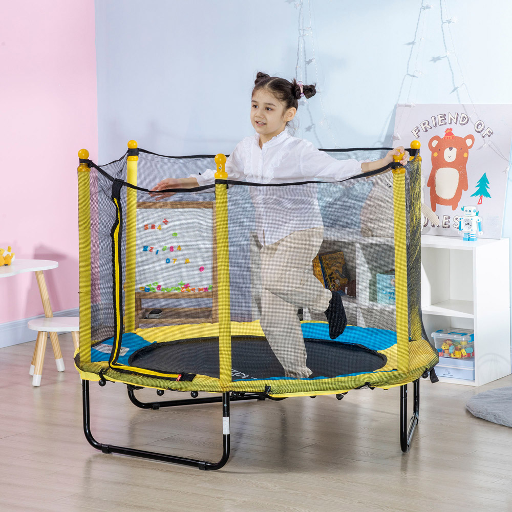 Tommy Toys Kids 55.2 inch Yellow Trampoline with Enclosure Net Image 2