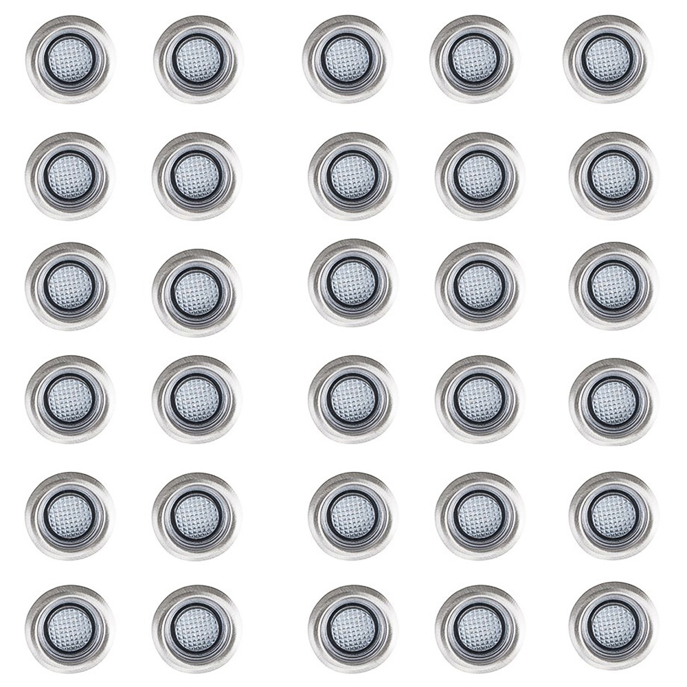 ValueLights 30 Pack Silver Round White LED Decking Kitchen Plinth Light Image 1