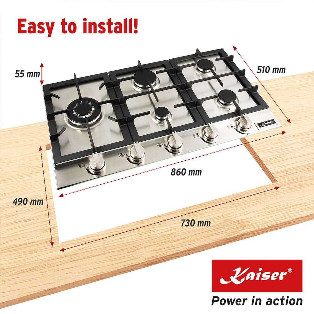 Kaiser Avantgarde Pro Stainless Steel Gas Hob 86cm Image 9