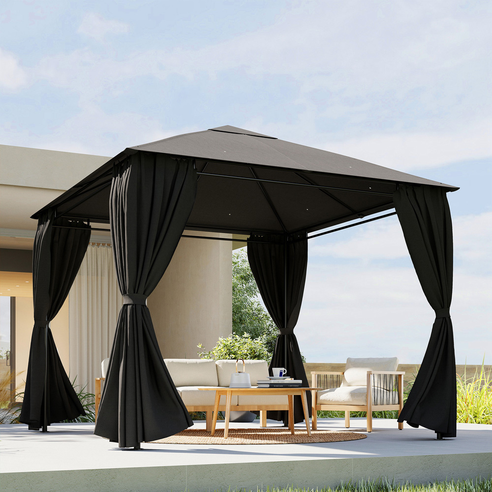 Outsunny 3 x 3m Dark Grey Gazebo Replacement Curtain 4 Pack Image 2