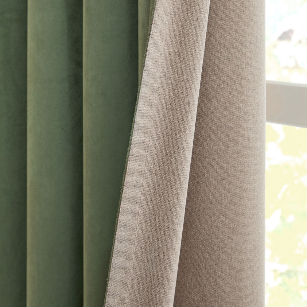 Furn Verso Green Reversible Suede-Look Blackout Eyelet Curtains 229 x 229cm Image 2