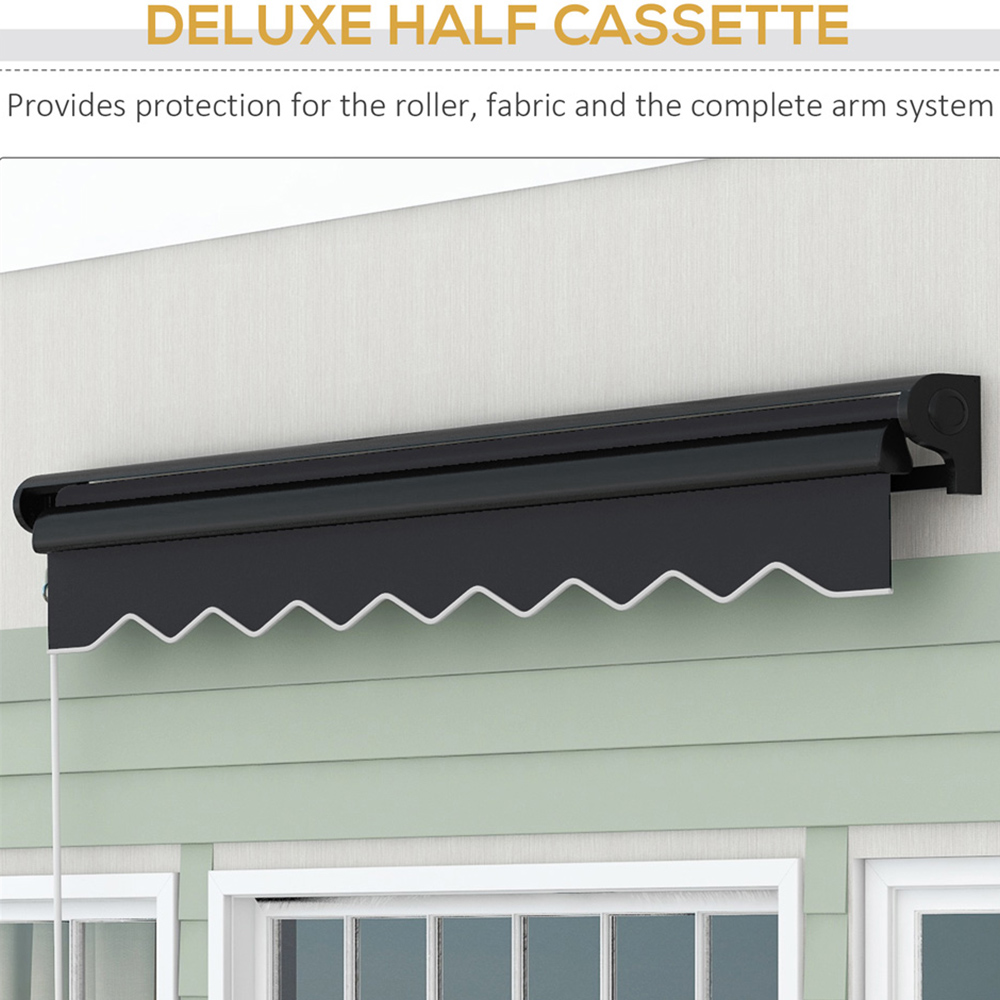 Outsunny Black Aluminium Frame Electric Retractable Awning with LED Light 3 x 2.5m Image 5
