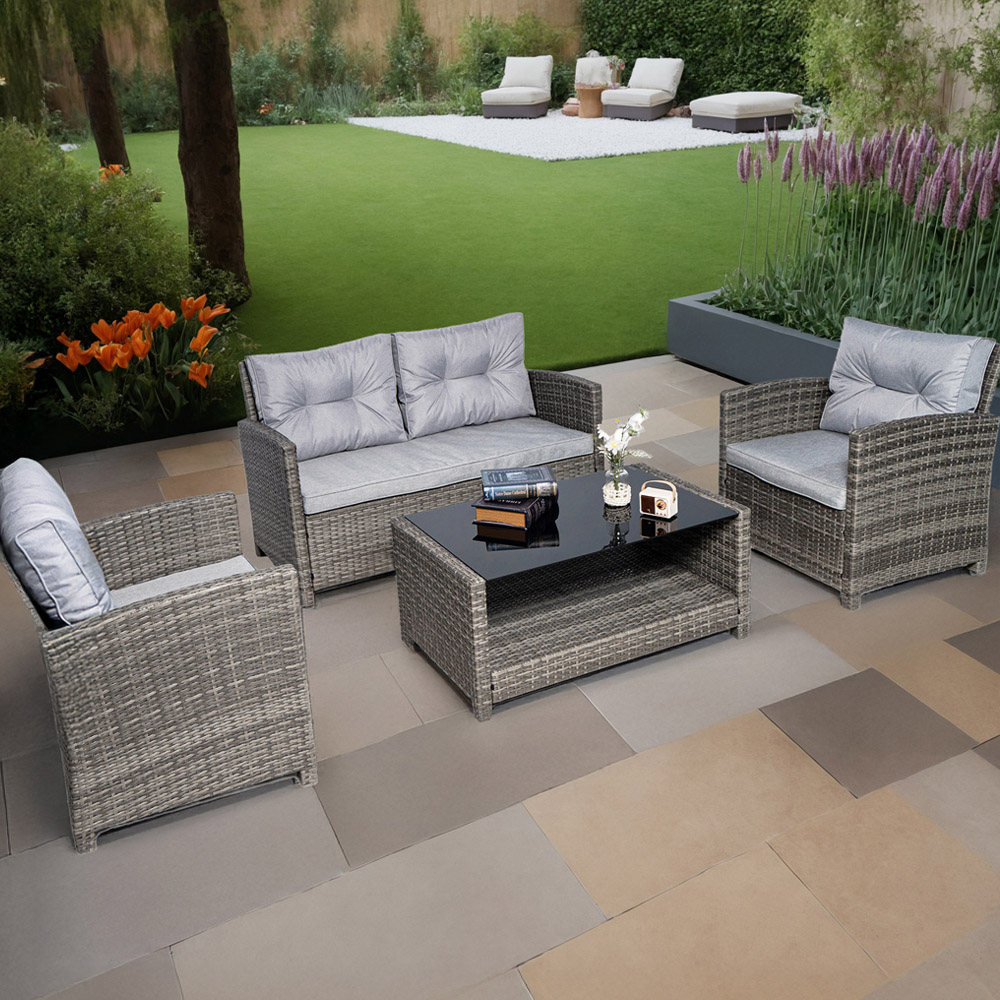 RayGar Vinci 4 Seater Rattan Garden Lounge Set Image 1