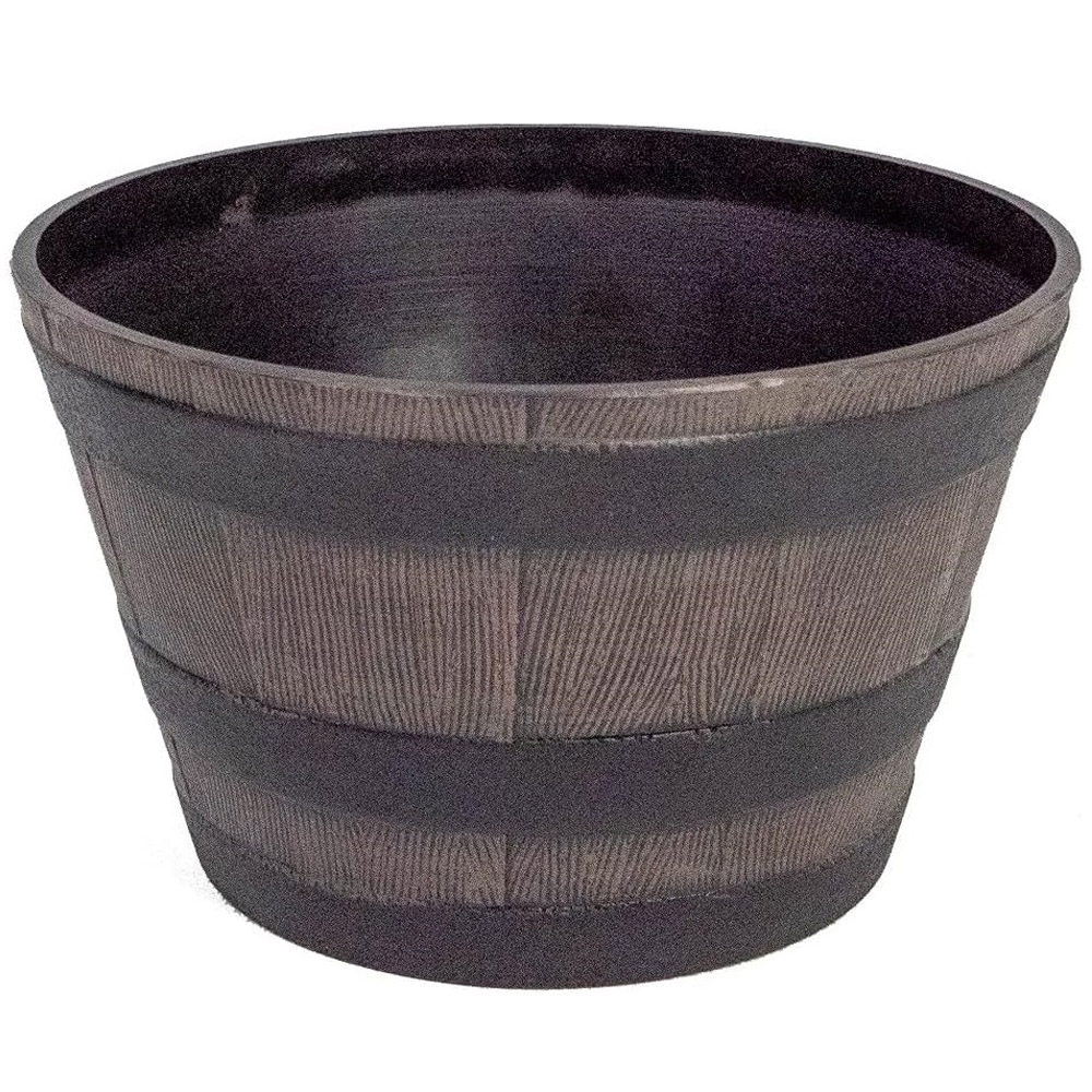 Garden Gear Medium Wooden Barrel Effect Planter Image 1