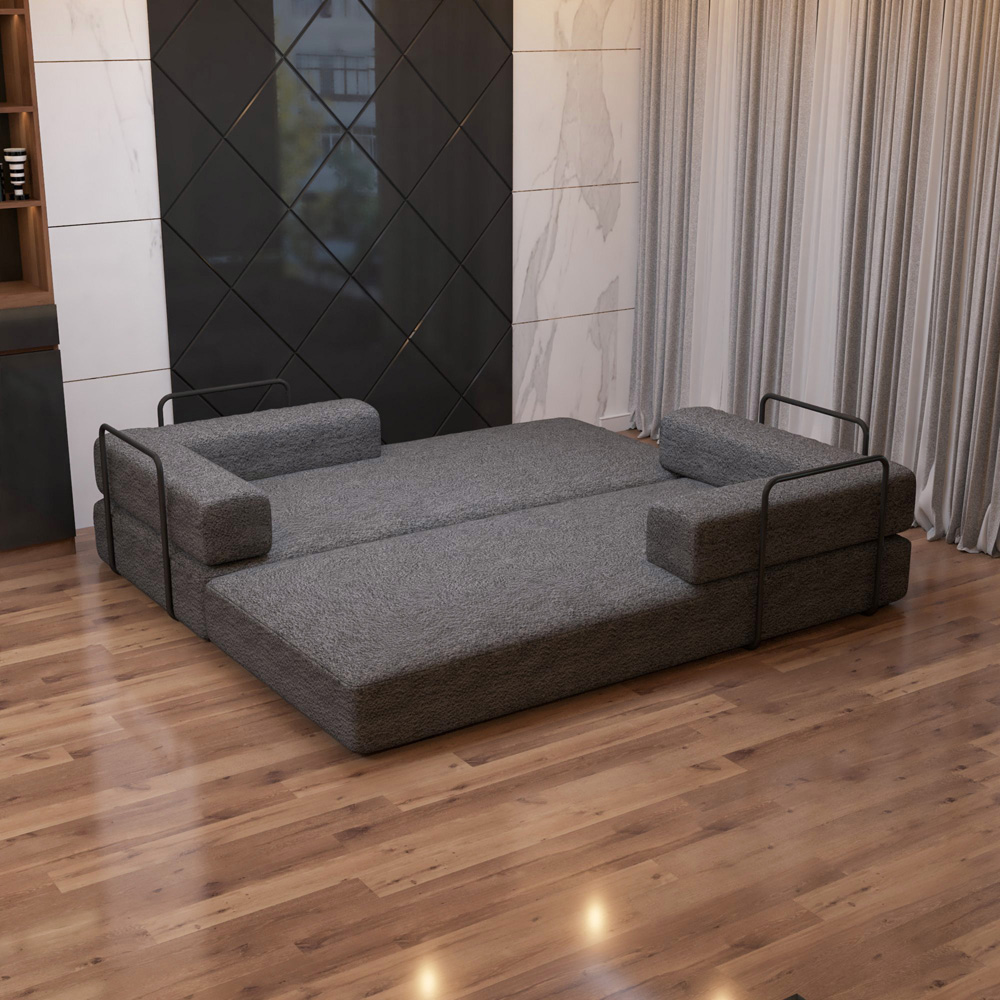 Sliding Wardrobes 4U 3 Seater Grey Larry Fabric Sofa Bed Image 4