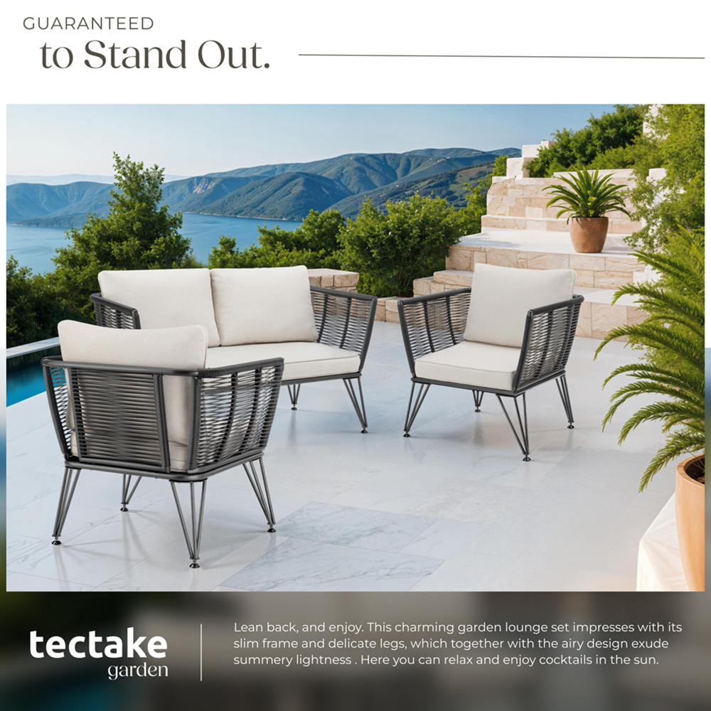 tectake Sundo 4 Seater Polyrattan Garden Sofa Set with Cushion Image 4