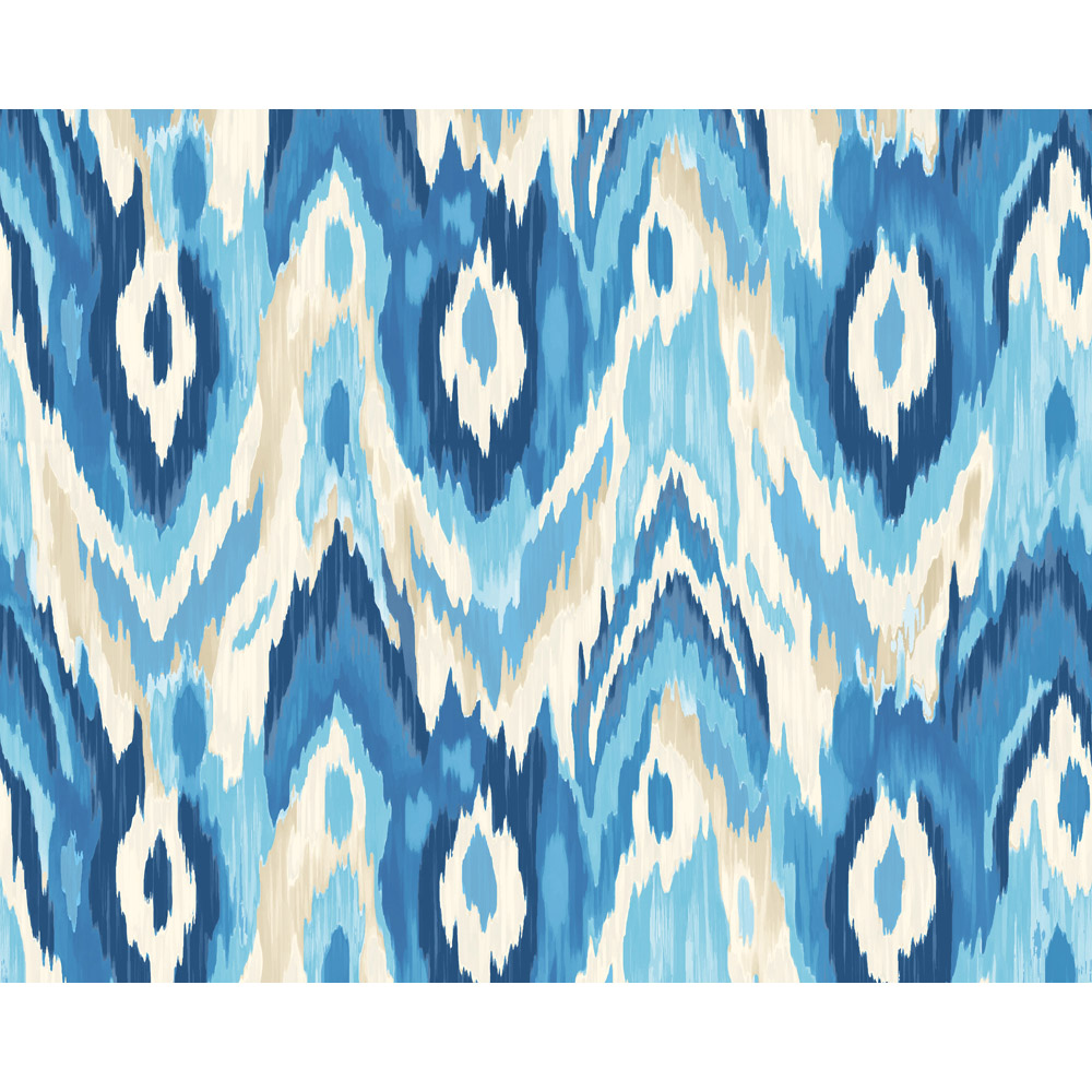 Origin Murals Watercolour Ikat Inky Blue Wall Mural Medium Image 2
