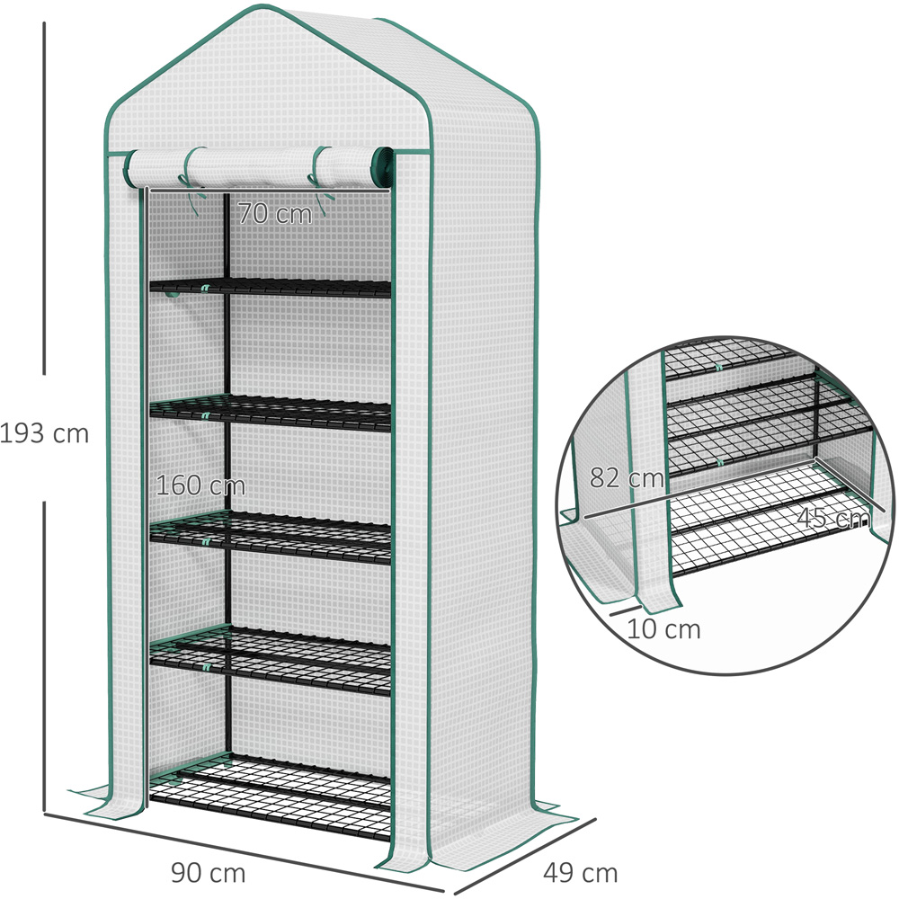 Outsunny White PE 3 x 1.6ft 5-Tier Widened Greenhouse Image 8