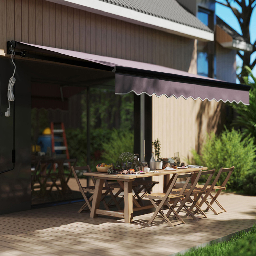 Outsunny Grey LED Electric Retractable Awning with Remote 2.5 x 2m Image 1