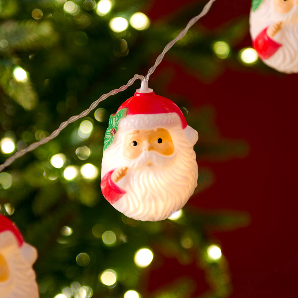 10 LED Retro Santa Head String Light Image 3