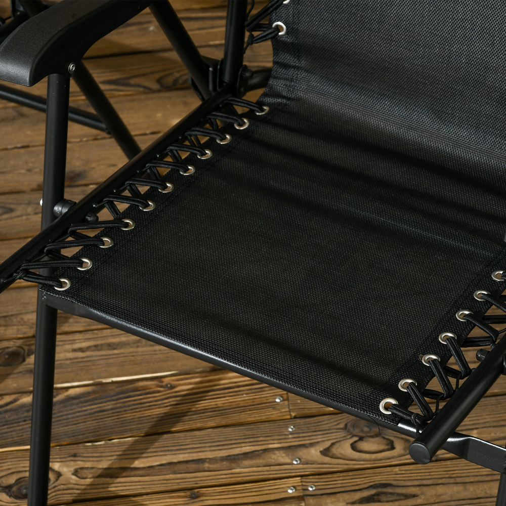 Outsunny Set of 2 Black Outdoor Foldable Chairs Image 3