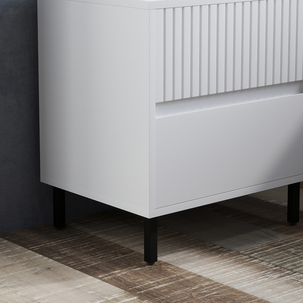 Portland 2 Drawer White Bedside Table Image 3