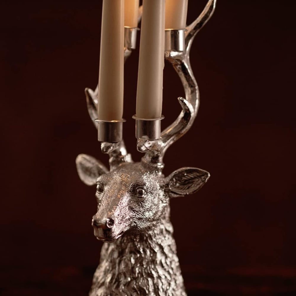 Marco Paul Silver Stag Reindeer Taper Candle Holder Image 3