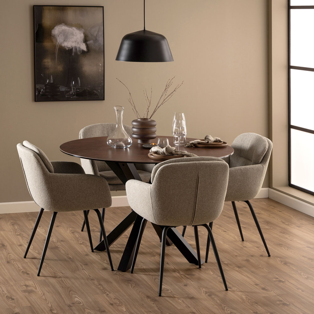 Florence Heaven Ceramic 4 Seater Round Dining Table Rusty Brown Image 9