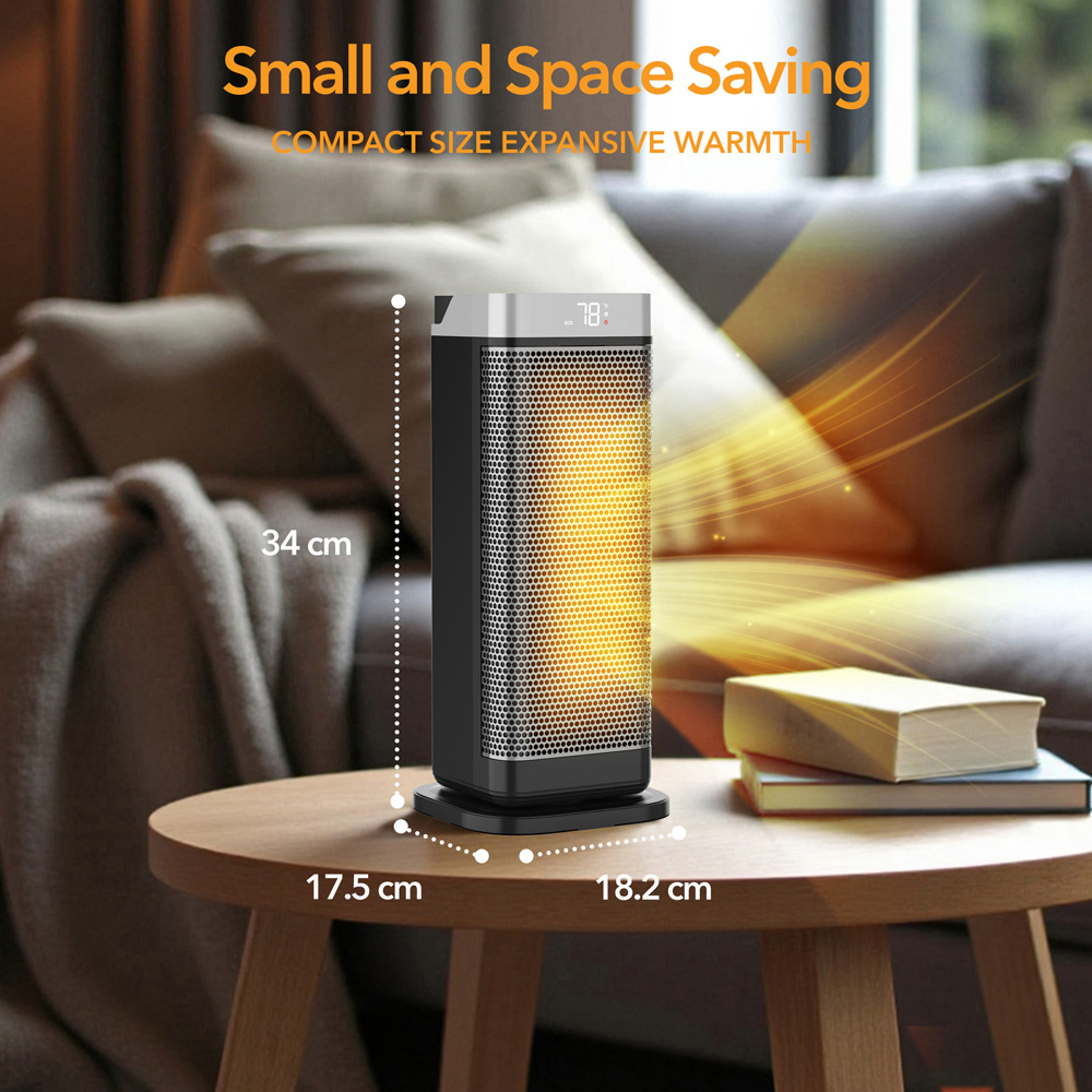 Air Pro Black and Grey Portable Electric Tower Space Heater with LED Display and Remote 2000W Image 7