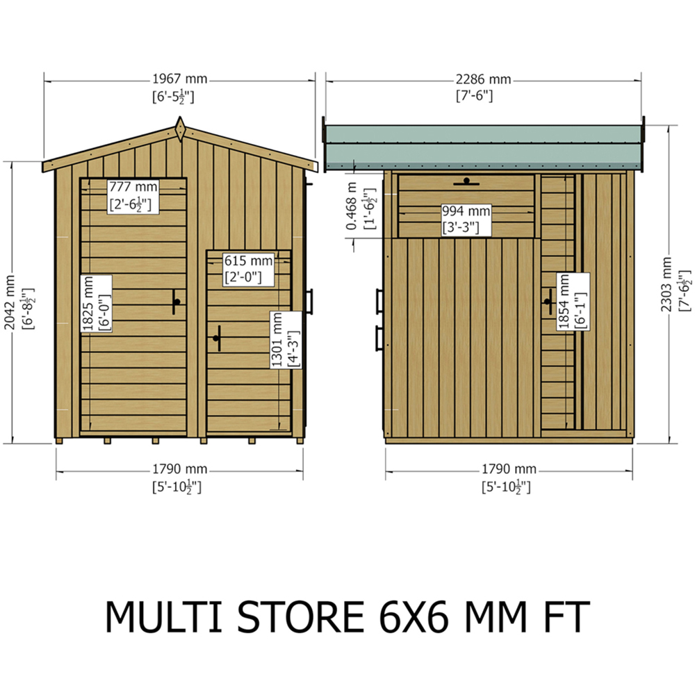 Shire 6 x 6ft Dip Treated Multi Store Apex Garden Shed Image 7