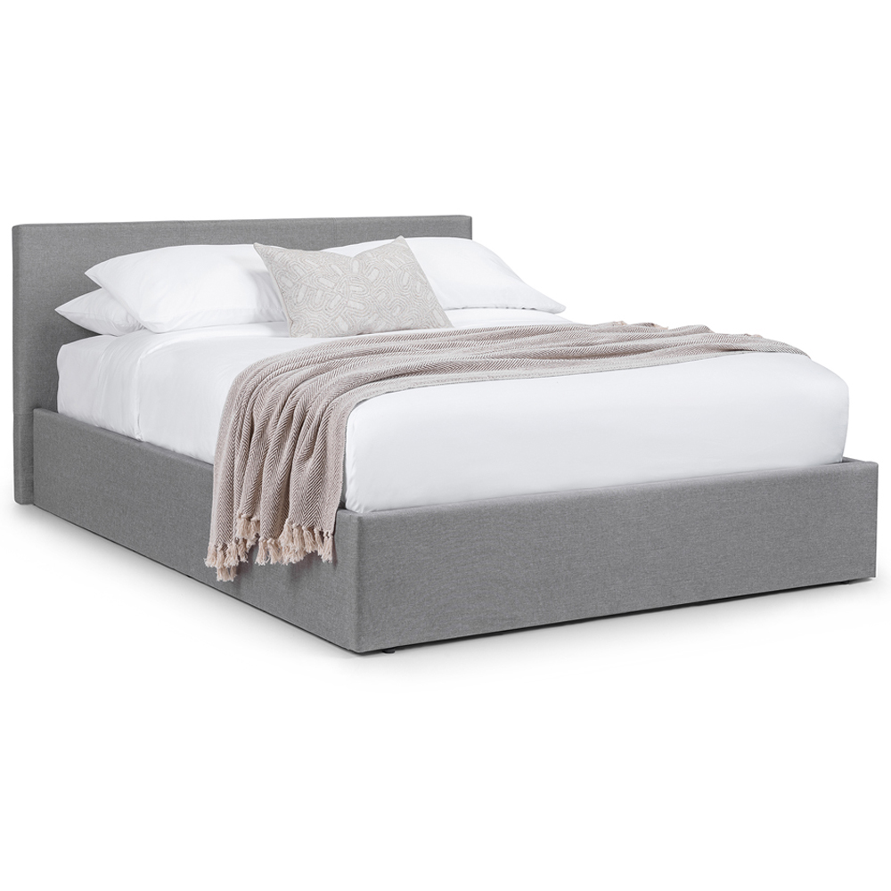 Julian Bowen Rialto Double Light Grey Linen Lift Up Storage Bed Image 2