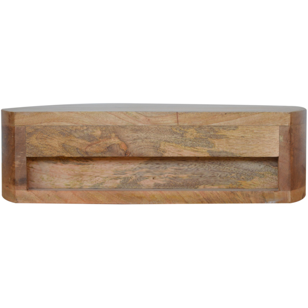 Artisan Furniture Oak-ish Single Drawer Solid Wood Wall-Mounted Rounded Bedside Table Image 5