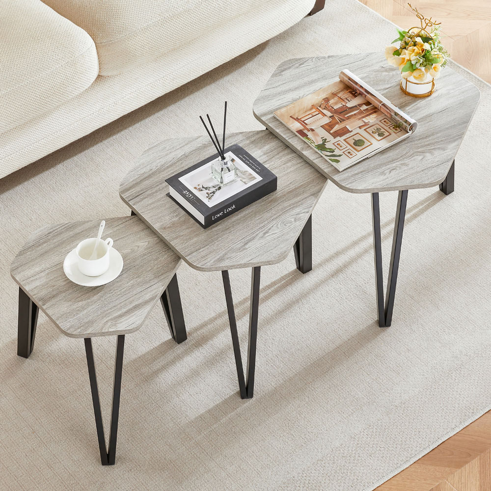 Vida Designs Brooklyn Grey Nest of Tables Set of 3 Image 4