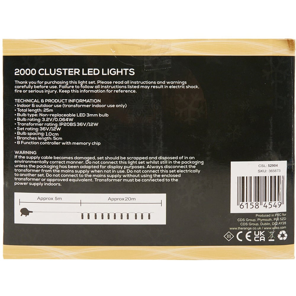 2000 Cluster LED Lights Warm White Image 3