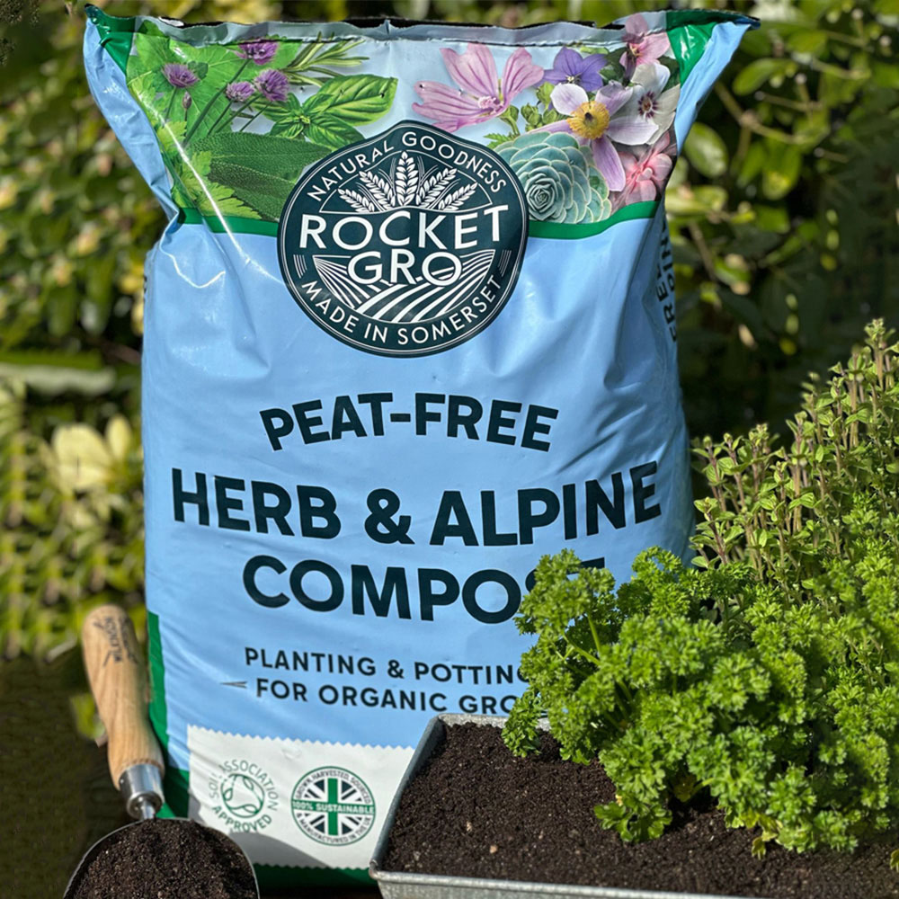 RocketGro Organic Approved Peat-Free Herb and Alpine Compost Bag 20L 2 Pack Image 2