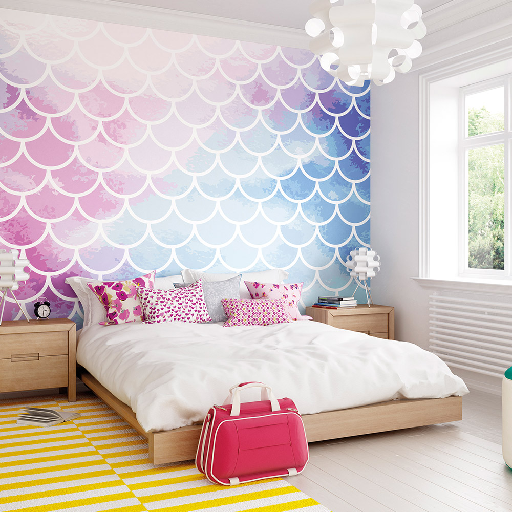 Origin Murals Watercolour Mermaid Scales Wall Mural Image 3