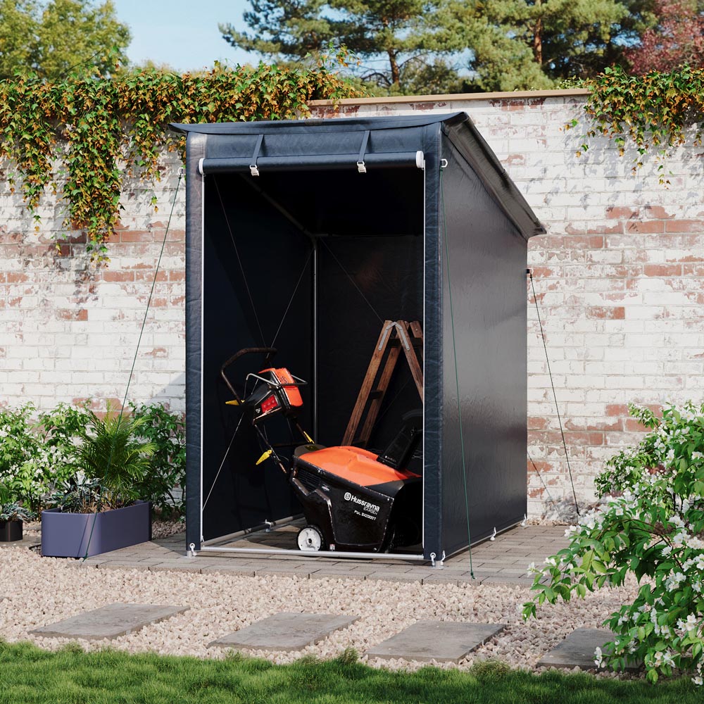 Living and Home 4 x 6ft Dark Grey Pent Garden Storage Shelter with Roll-Up Zipper Door Image 2