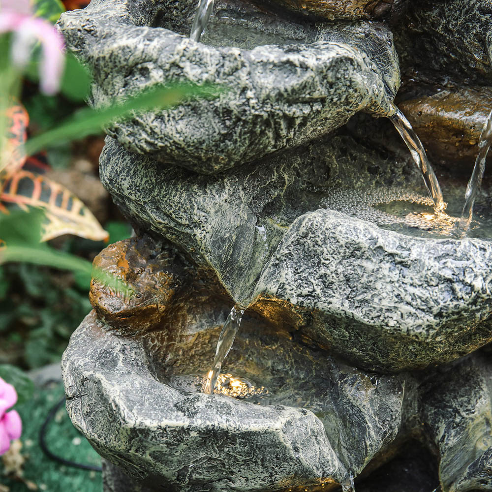 Living and Home Multi Tier Grey Rockery Fountain Image 7