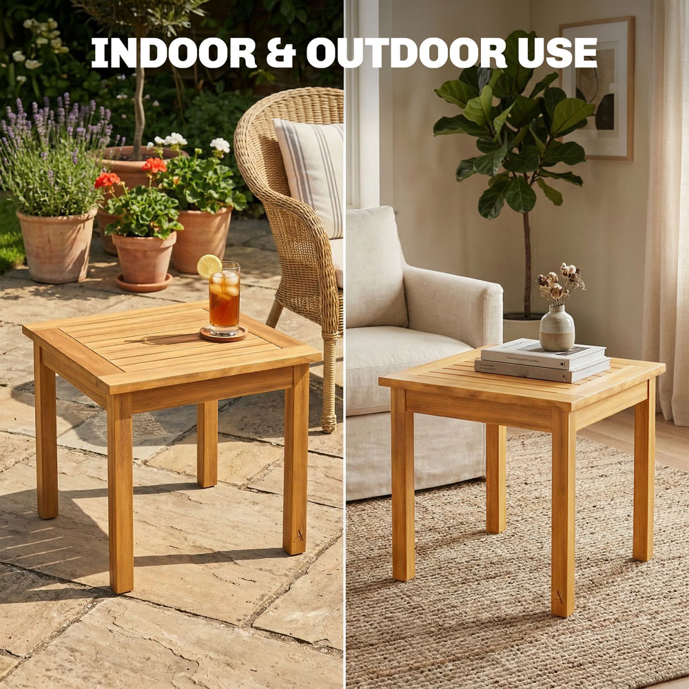 Outsunny Natural Wood Square Outdoor Coffee Table Image 7