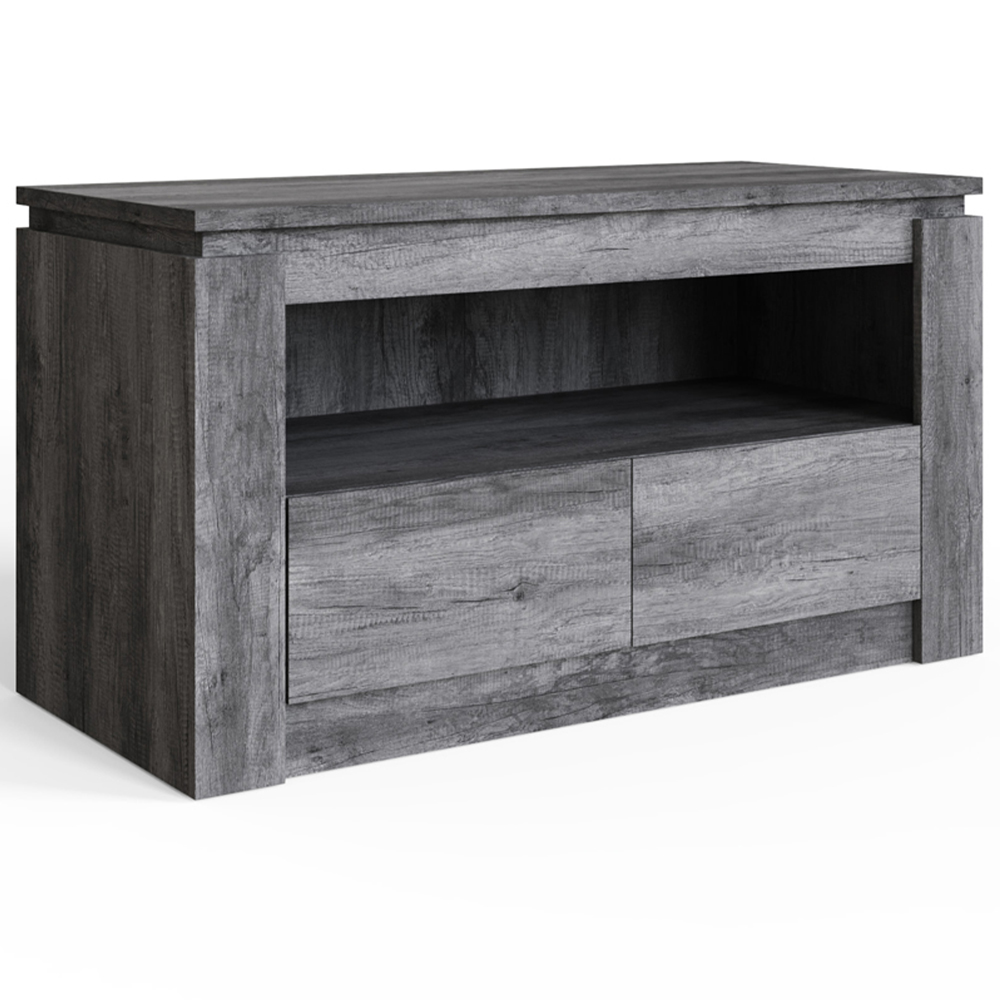 GFW Canyon 2 Drawer Single Open Shelf Charcoal Grey TV Unit Image 2