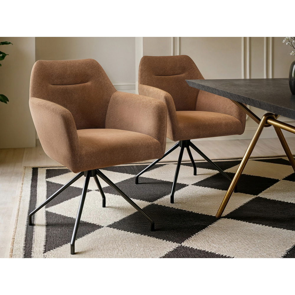 SOLACE+CO Isla Set of 2 Brown Swivel Dining Chair Image 5