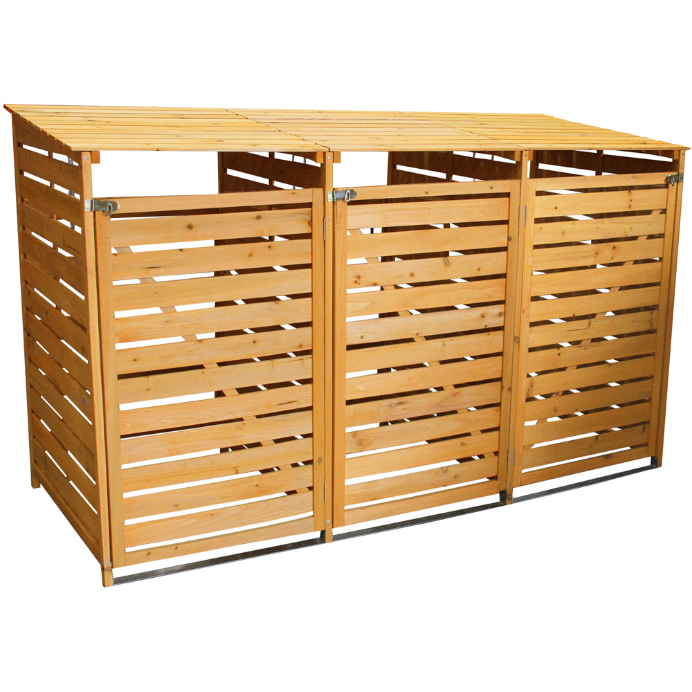 Monster Shop Brown Triple Wheelie Bin Storage Image 1